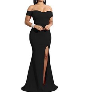 Off the shoulder black long formal dress XL NWOT